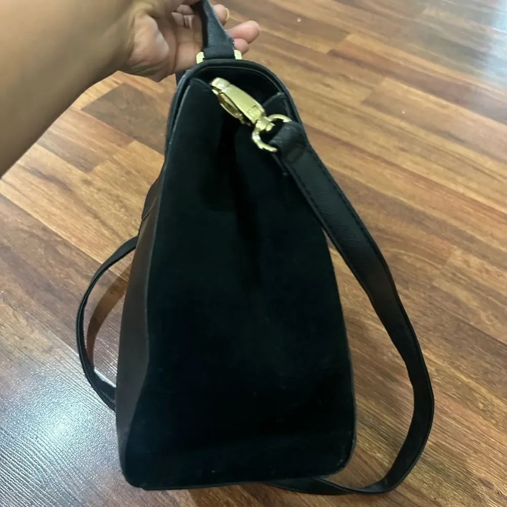 KATE SPADE New York Laurel Wesley Place Suede Leather Satchel Pushlock Close